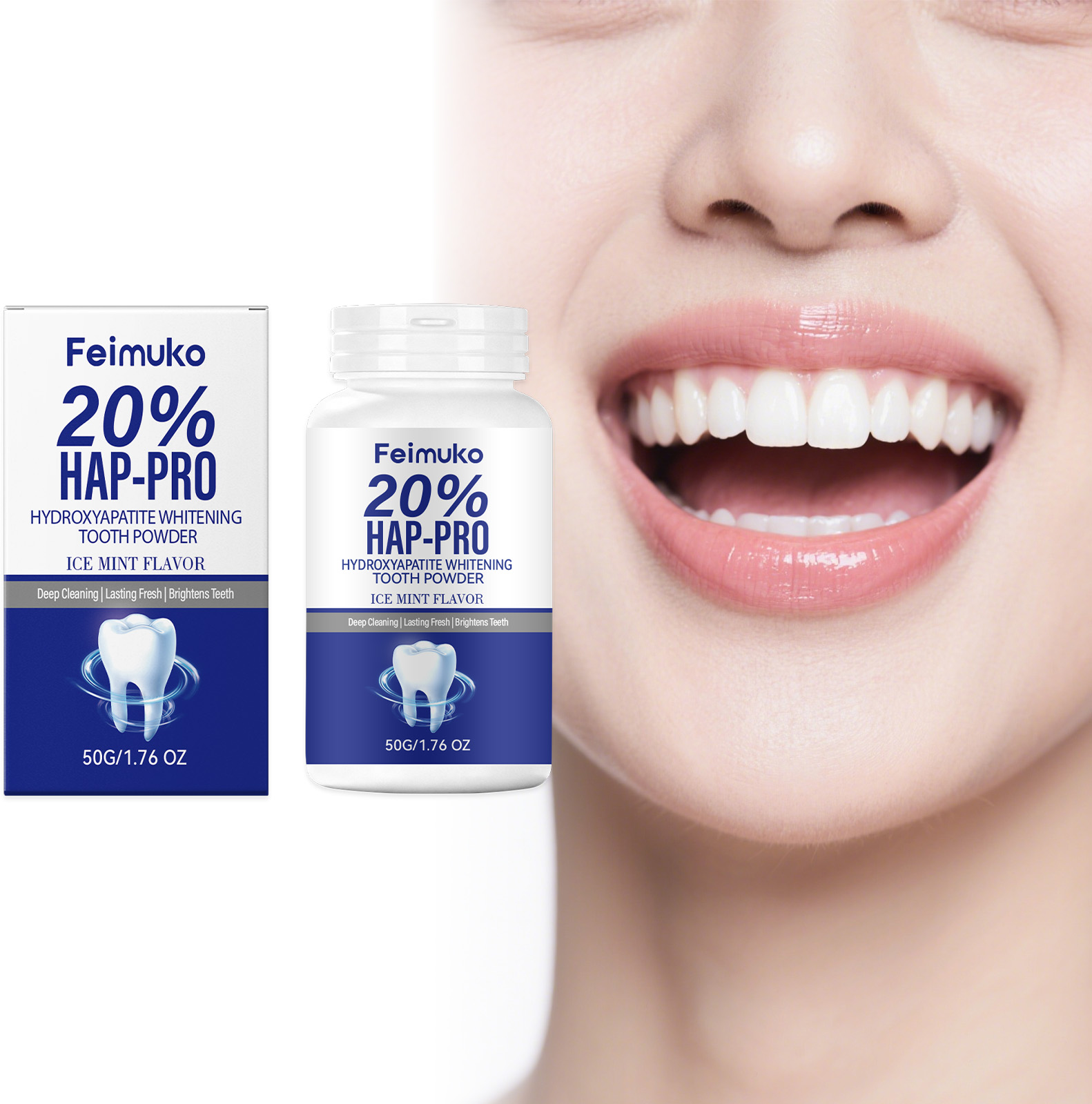Teeth Whitening Hismile - 20% Hydroxyapatite Tooth Powder Remove Plaque