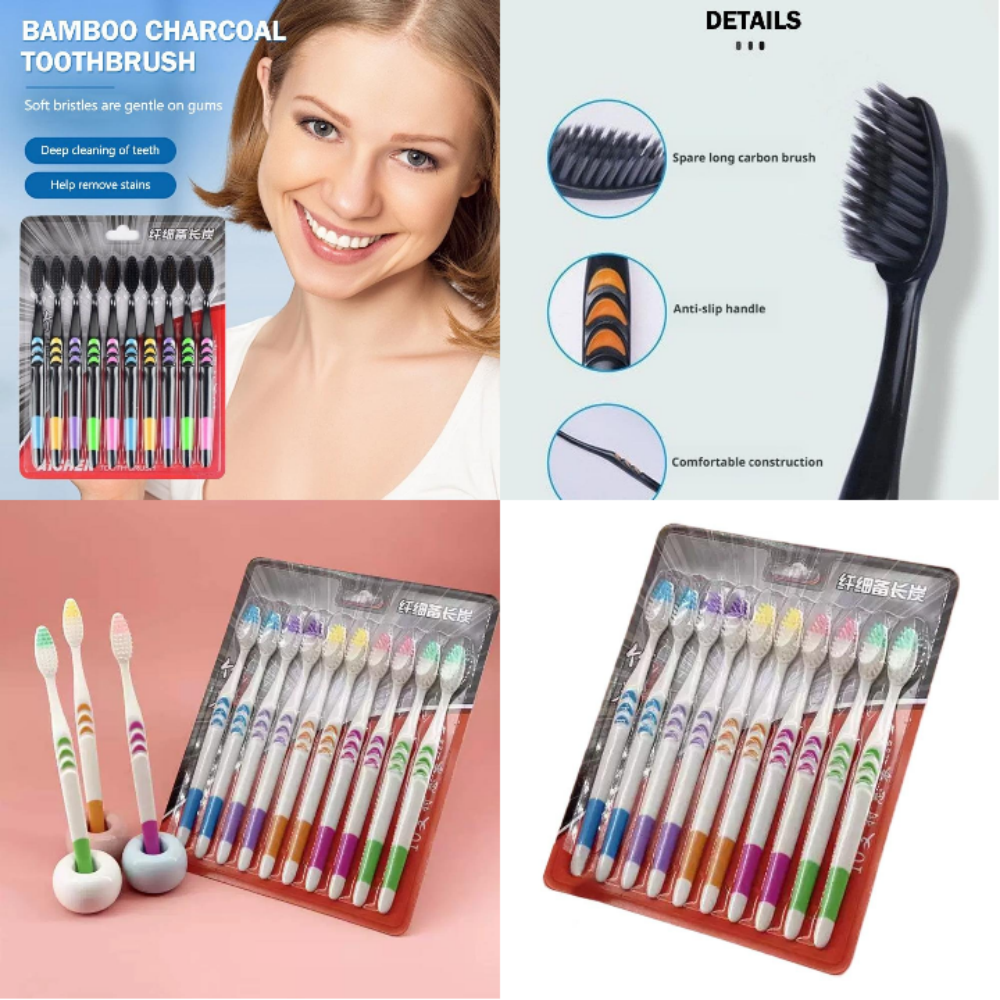 Teeth Whitening Naturally - 10PCS Toothbrush Natural Bamboo Toothbrushes Set