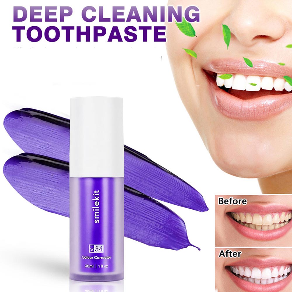 Teeth Whitening Crest - V34 Purple Brighten Whitening Yellow Teeth