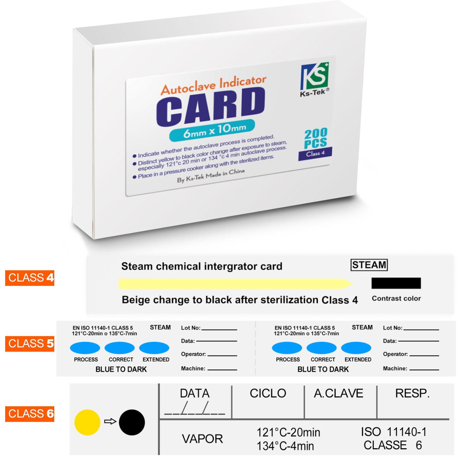 Teeth Whitening Lab - Dental Tape Sterilization Indicator Autoclave Cards