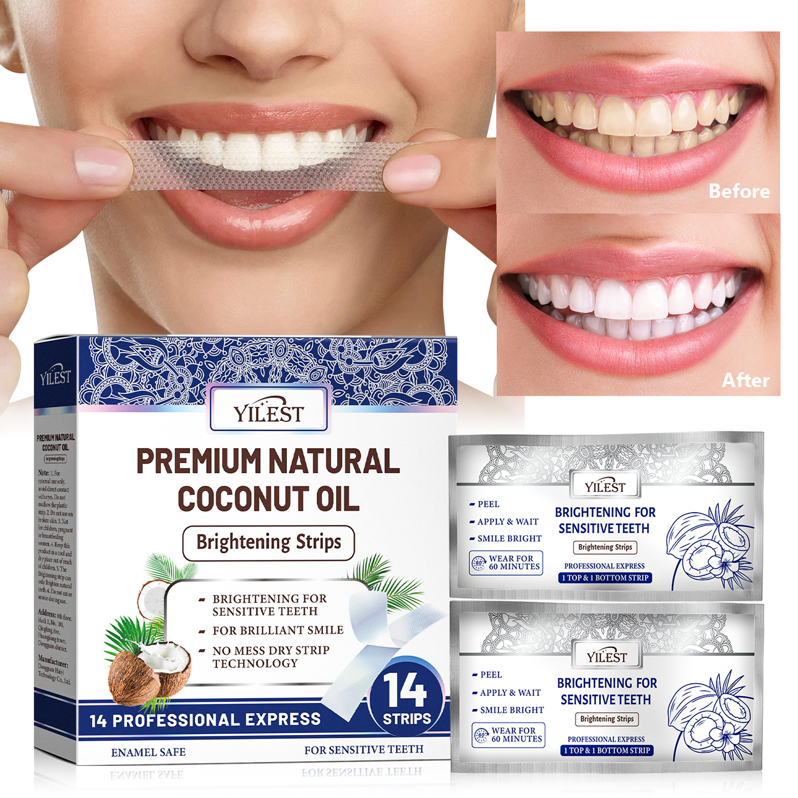 Teeth Whitening Naturally - Teeth Whitening Strips 14pcs Cleansing Relief