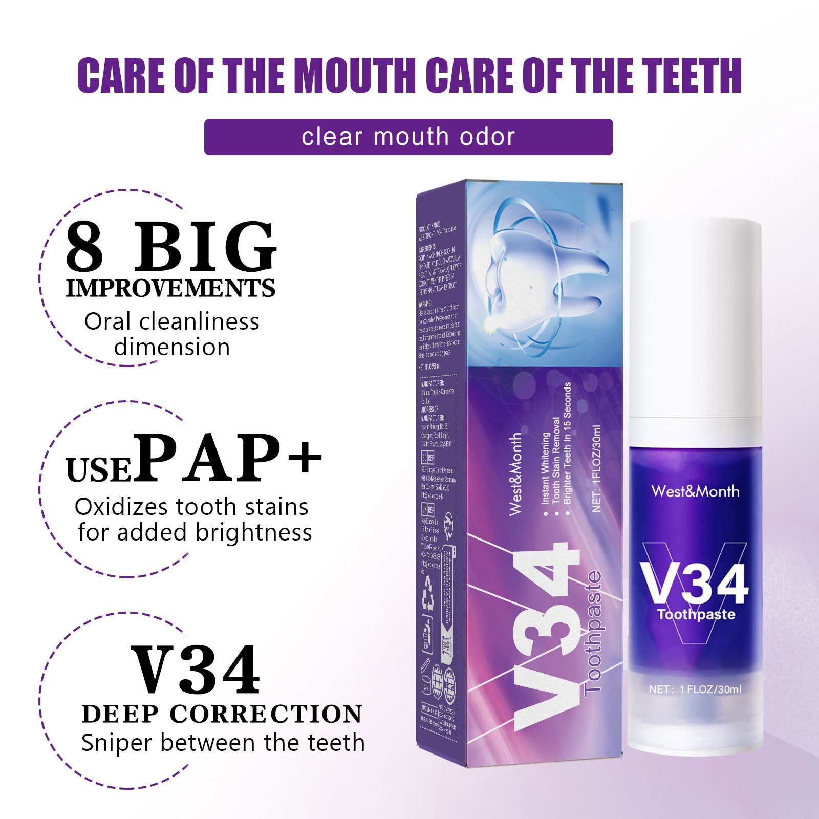 V34 Teeth Whitening Mousse, Pu - Teeth Whitening Crest recensie en prijs