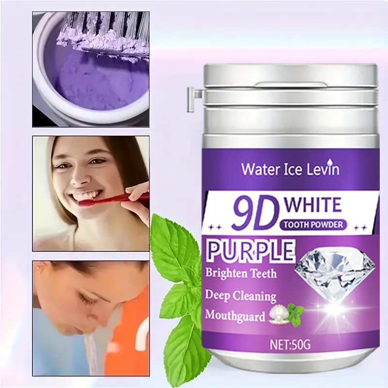 9D White Purple Toothpowder. B - Teeth Whitening Ingredients recensie en prijs