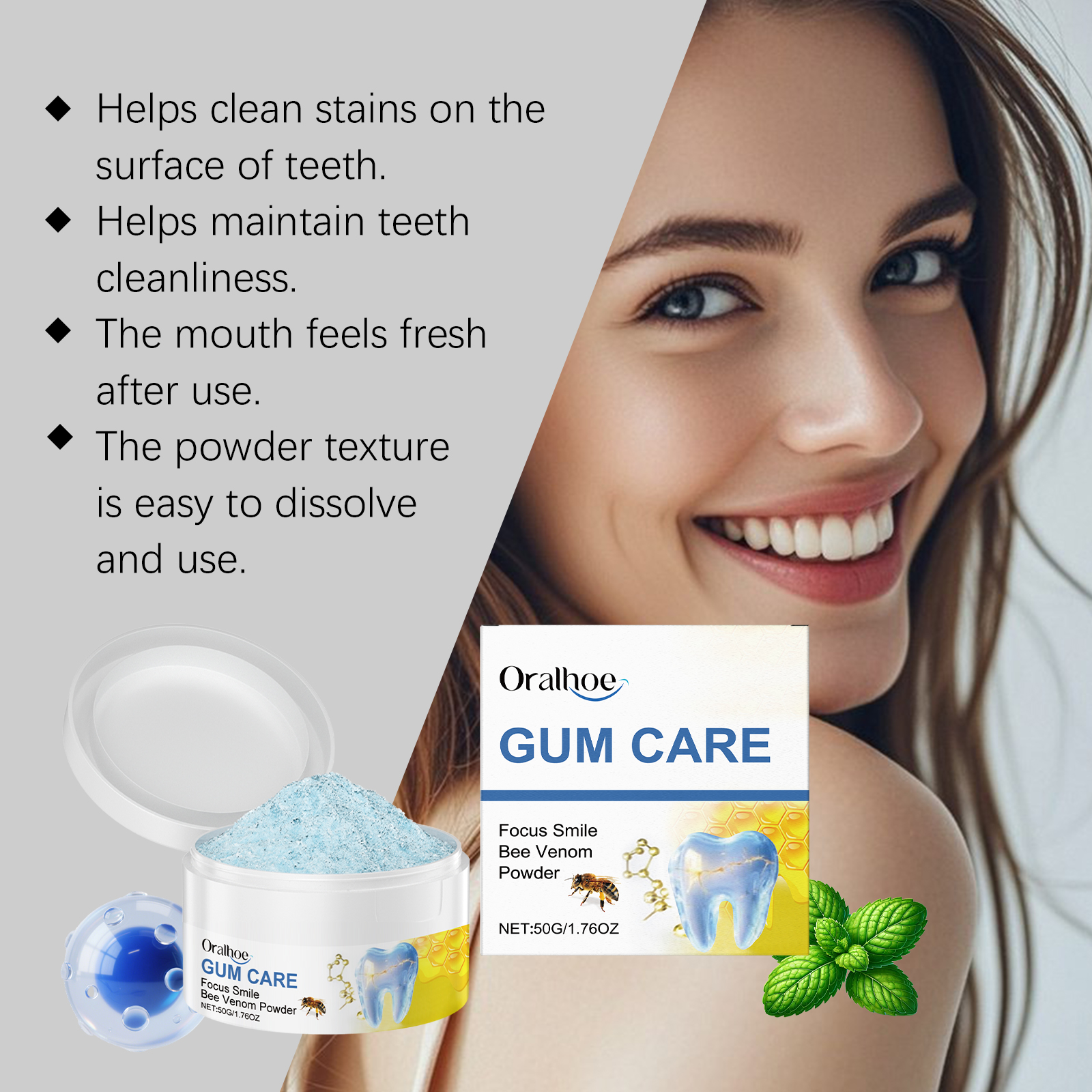 ORALHOE 50g Bee Venom Powder R - Teeth Whitening Ingredients recensie en prijs