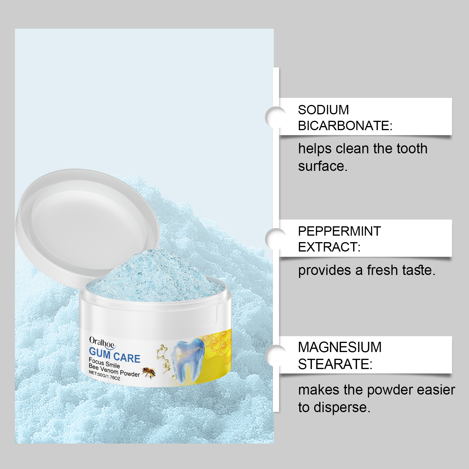 ORALHOE 50g Bee Venom Powder R - Teeth Whitening Ingredients recensie en prijs