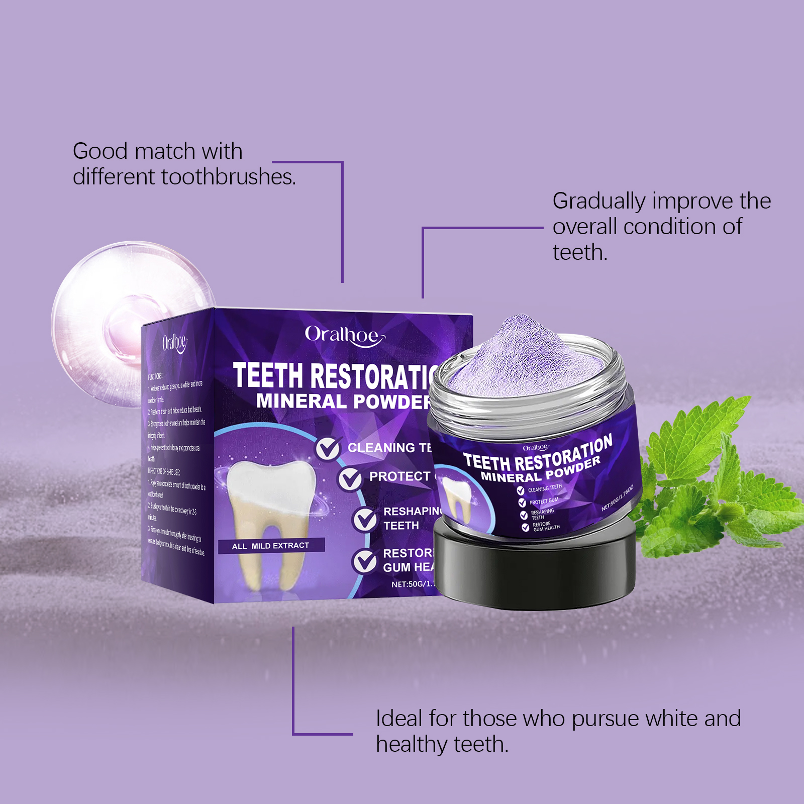 Purple Teeth Bleaching Powder  - Teeth Whitening Ingredients recensie en prijs