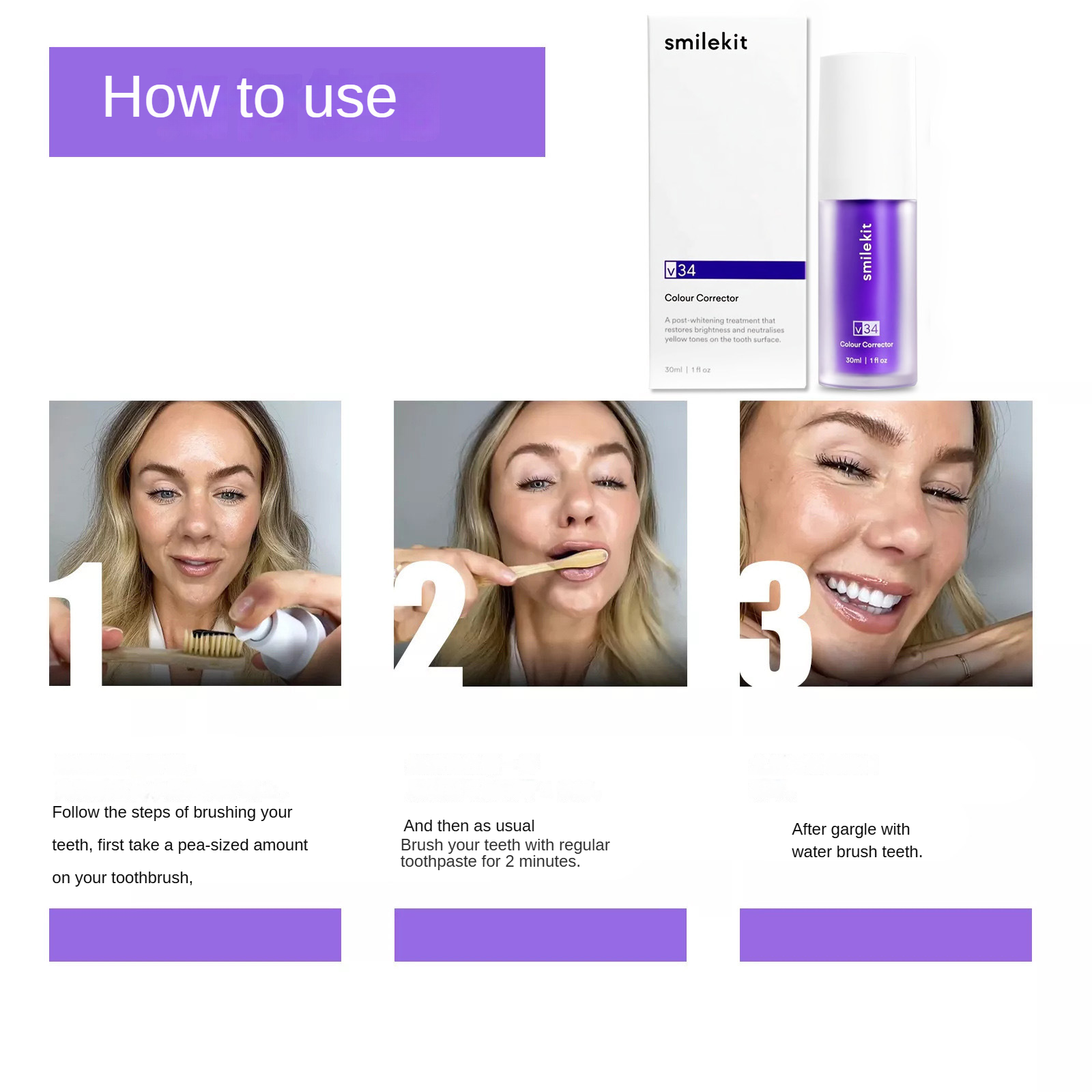 V34 Purple Brighten Whitening  - Teeth Whitening Crest recensie en prijs